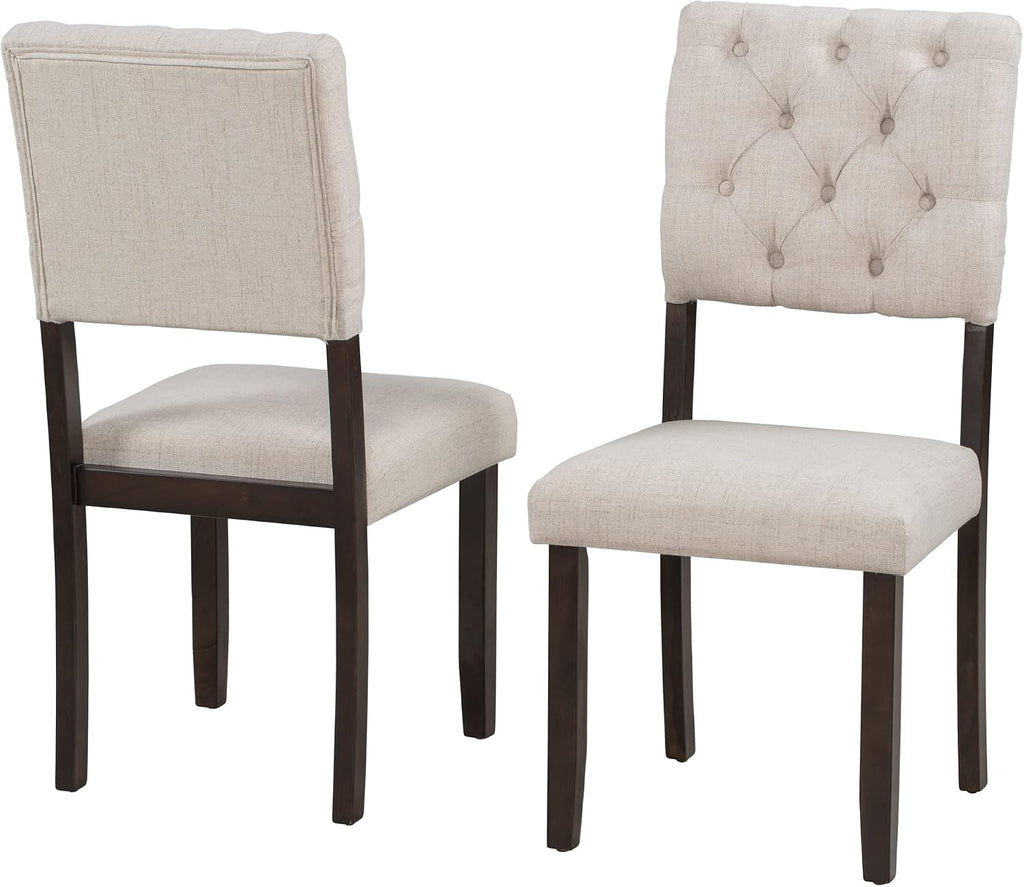 Merax 6 Pieces Dining Table Chair Set with Bench, Rectangle 4 Upholstered Chairs & a Wood Kitchen for Persons, Modern Style Room (Espresso+Beige)