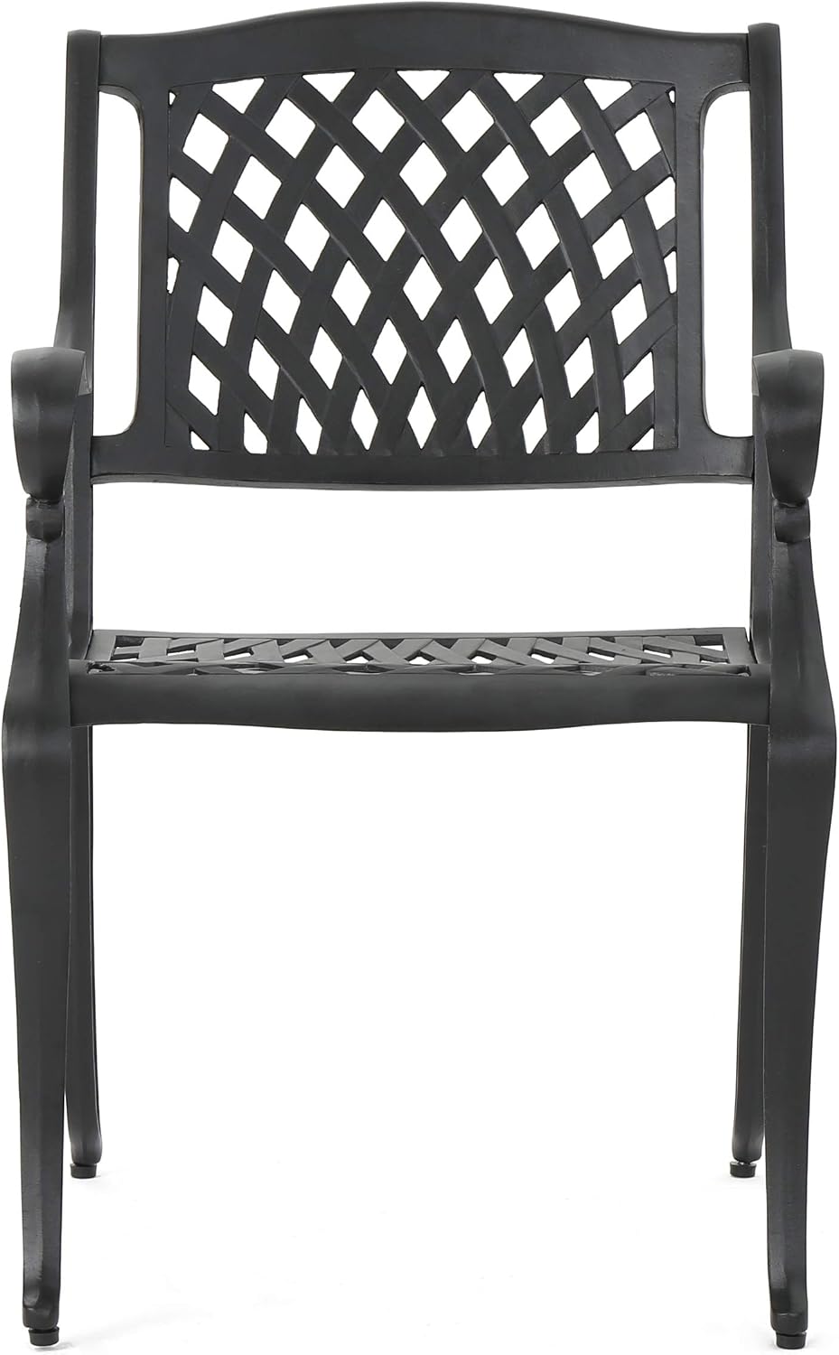 Christopher Knight Home Hallandale Outdoor Cast Aluminum Chairs, 2-Pcs Set, Antique Matte Black