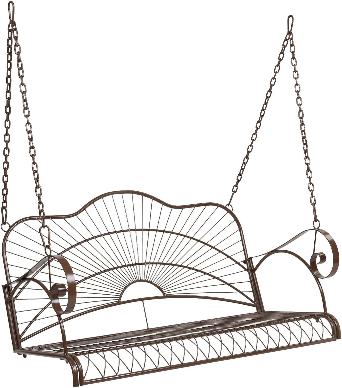 VINGLI Heavy Duty Metal Porch Swing, 660 LBS Outdoor Swing Bench, Slimline