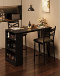 Garvee Extendable Bar Table and Chairs Set, 3 Piece Bar Table Set, Black
