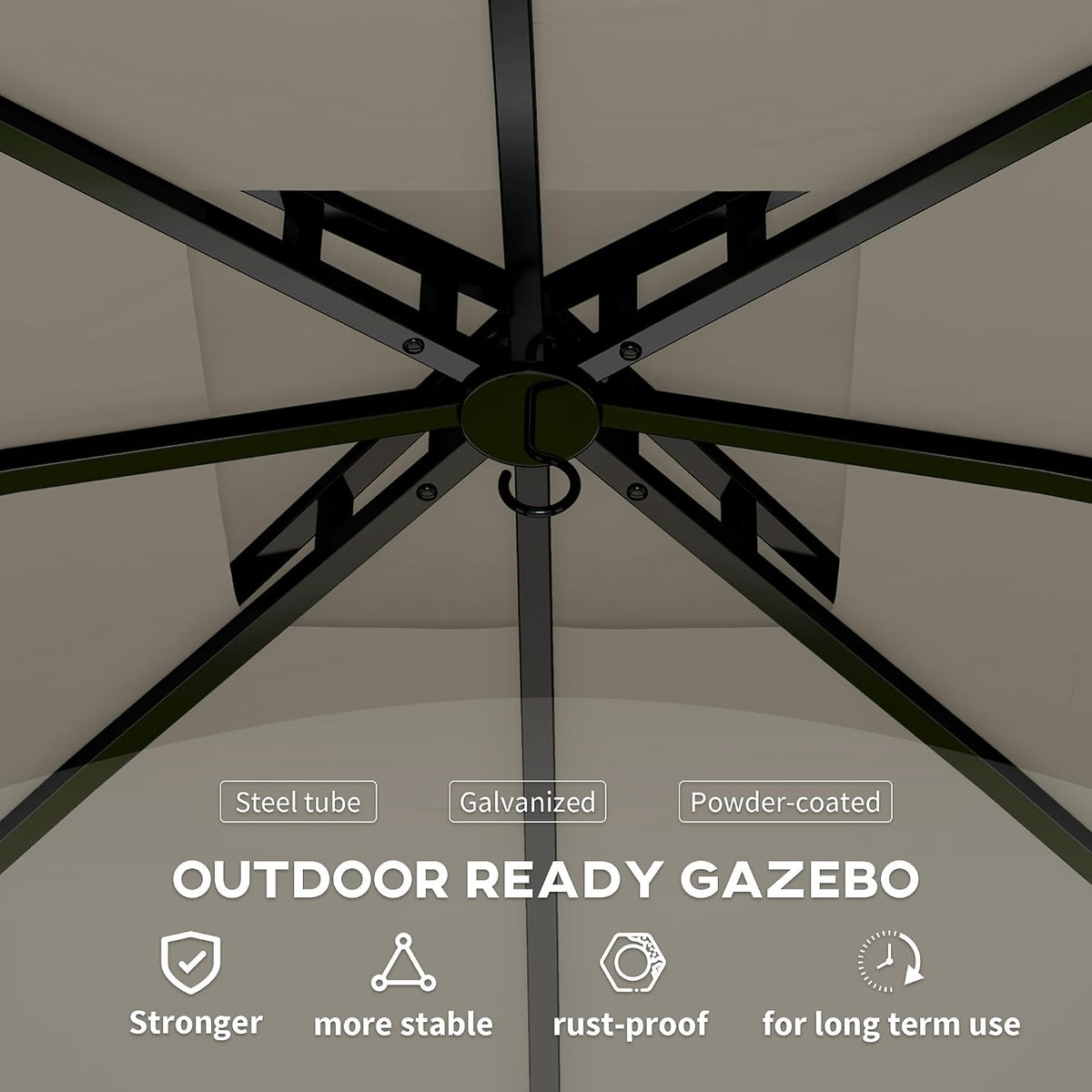 Outsunny 11' x 11' Outdoor Gazebo UV Protected with Curtains Light Gray