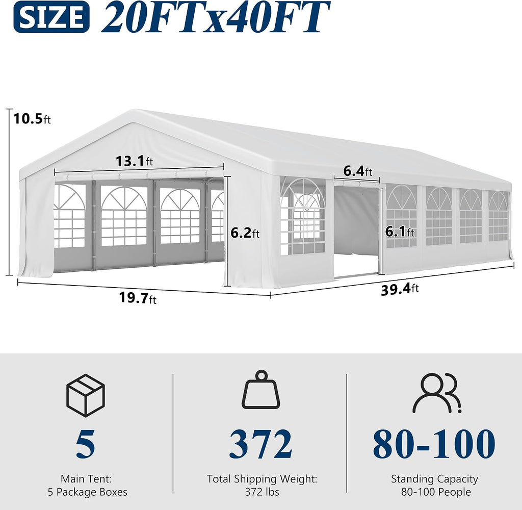 COVERONICS 20'x40' Heavy-Duty Party Tent for Events