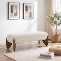 CIMOTA Modern Entryway Bench, Boucle Bedroom End of Bed Bench, Beige