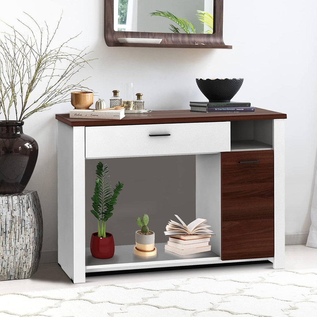 GIANTEX Modern Console Table, 48" Sofa Side Table with Drawers and Cabinet