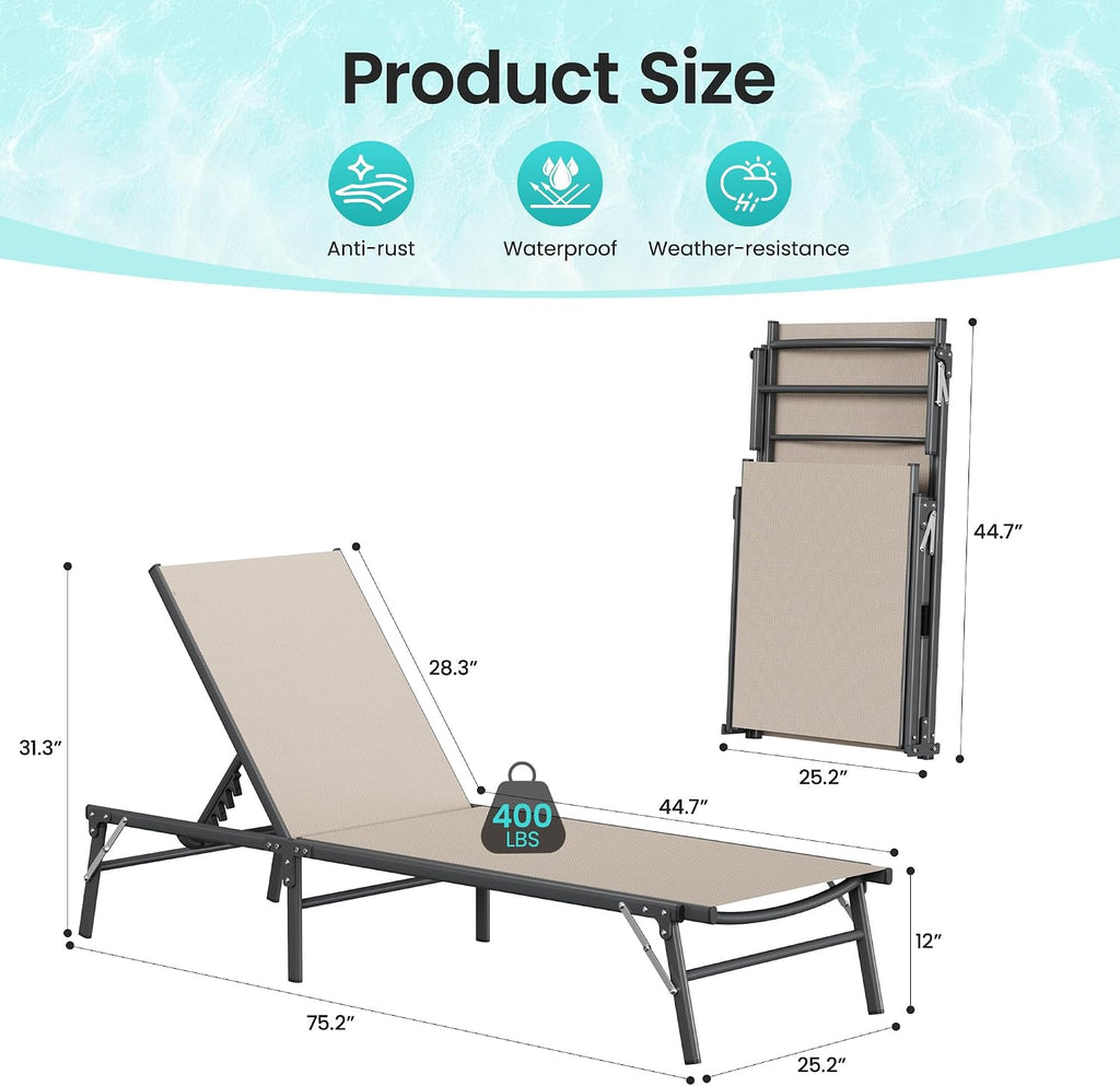 Amopatio Outdoor Lounge Chairs Poolside Chaise Lounge for Patio