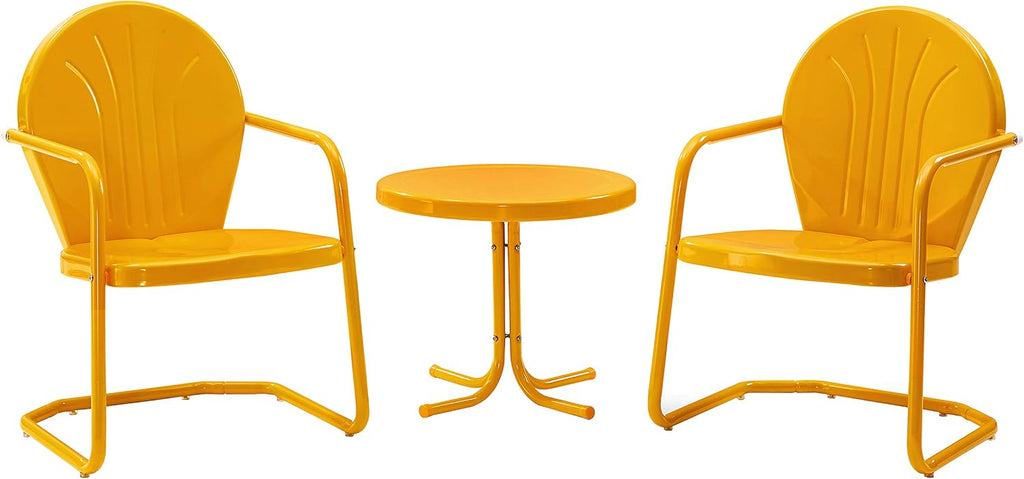 Crosley Furniture Griffith Retro Metal 3-Piece Chair & Side Table Set