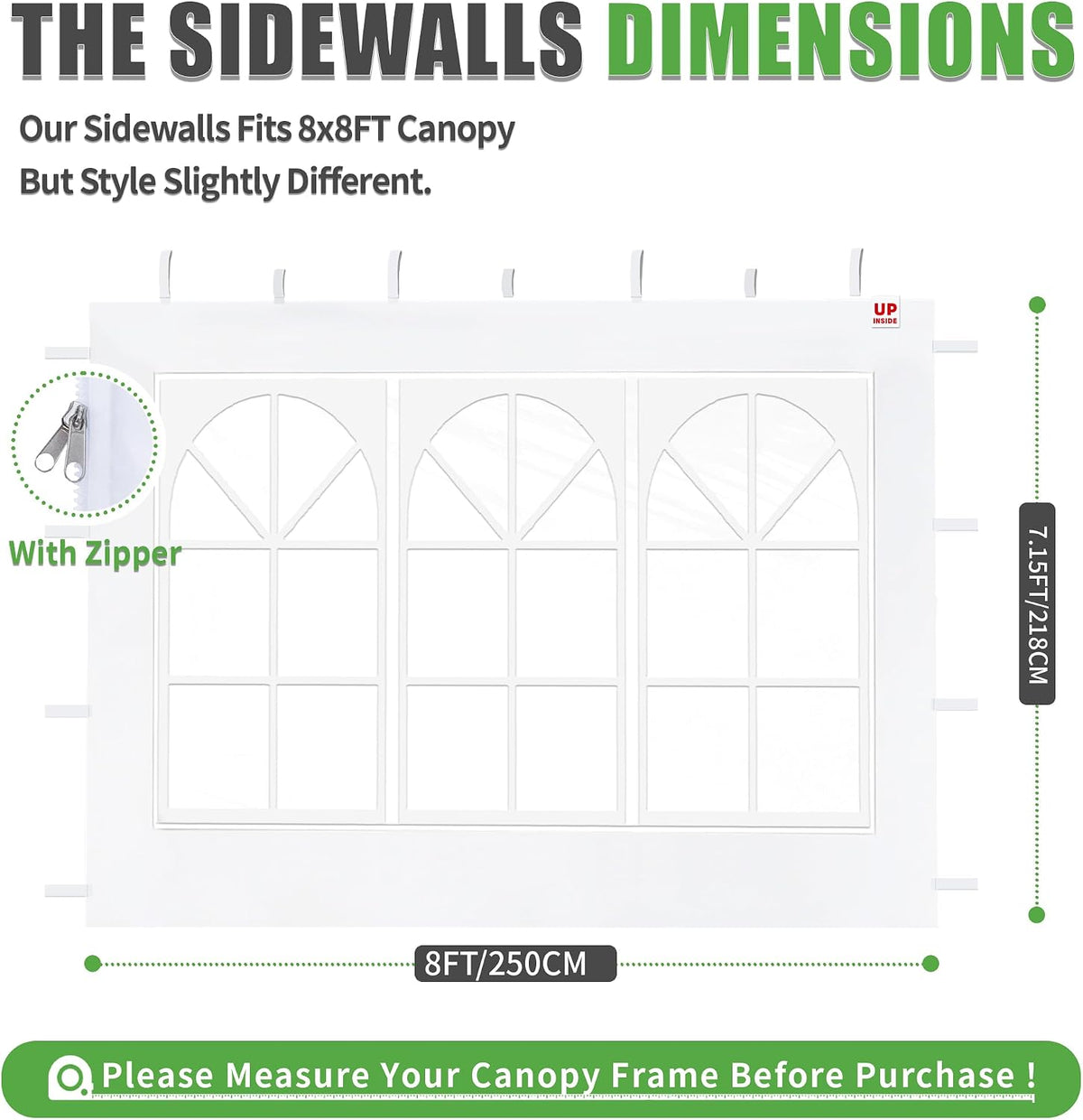 Church Window Canopy Sidewalls for 8x8 Pop Up Canopy
