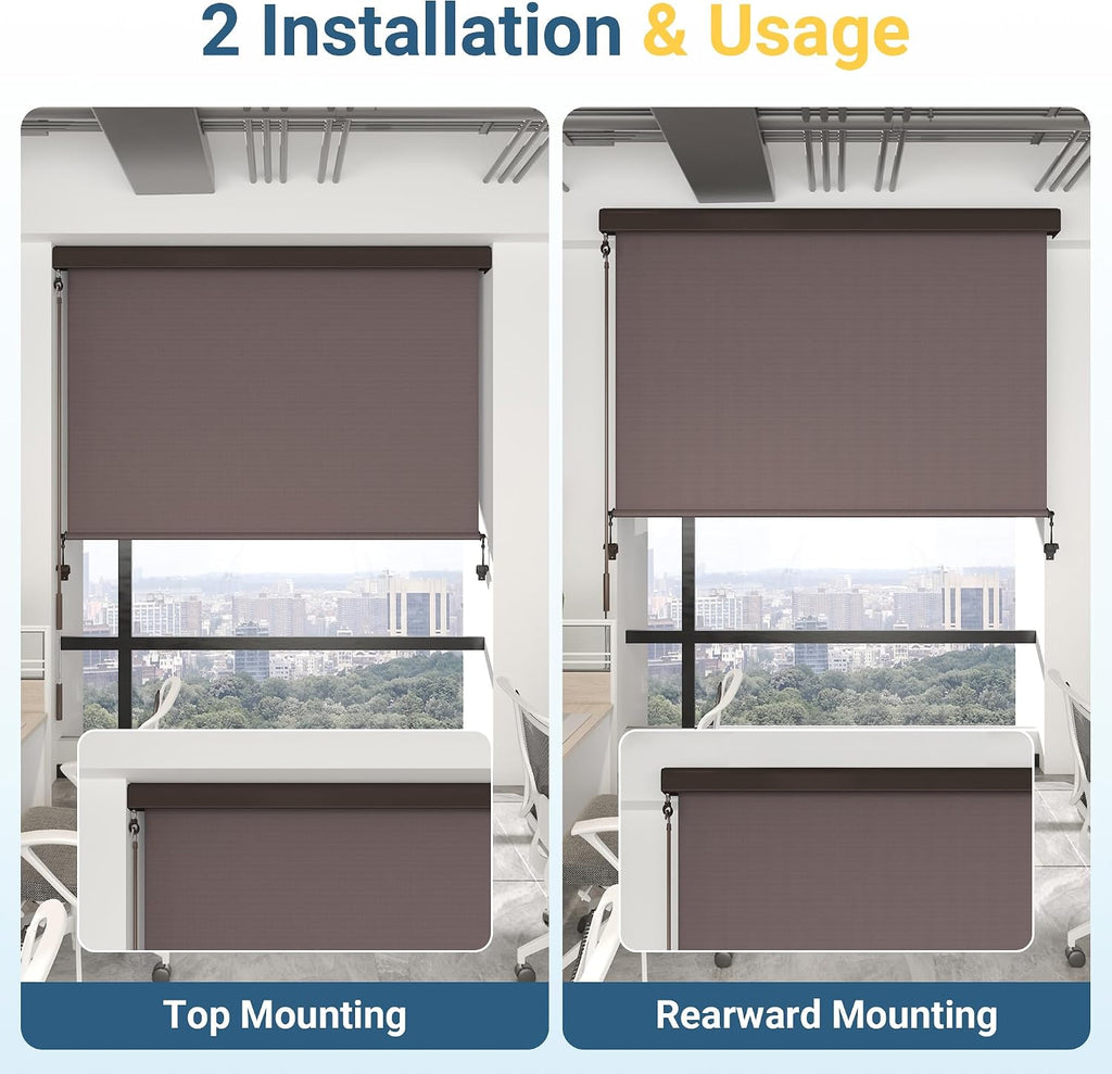 Integrated 4'W x 6'H Outdoor Roller Shade for Sun & Privacy Protection