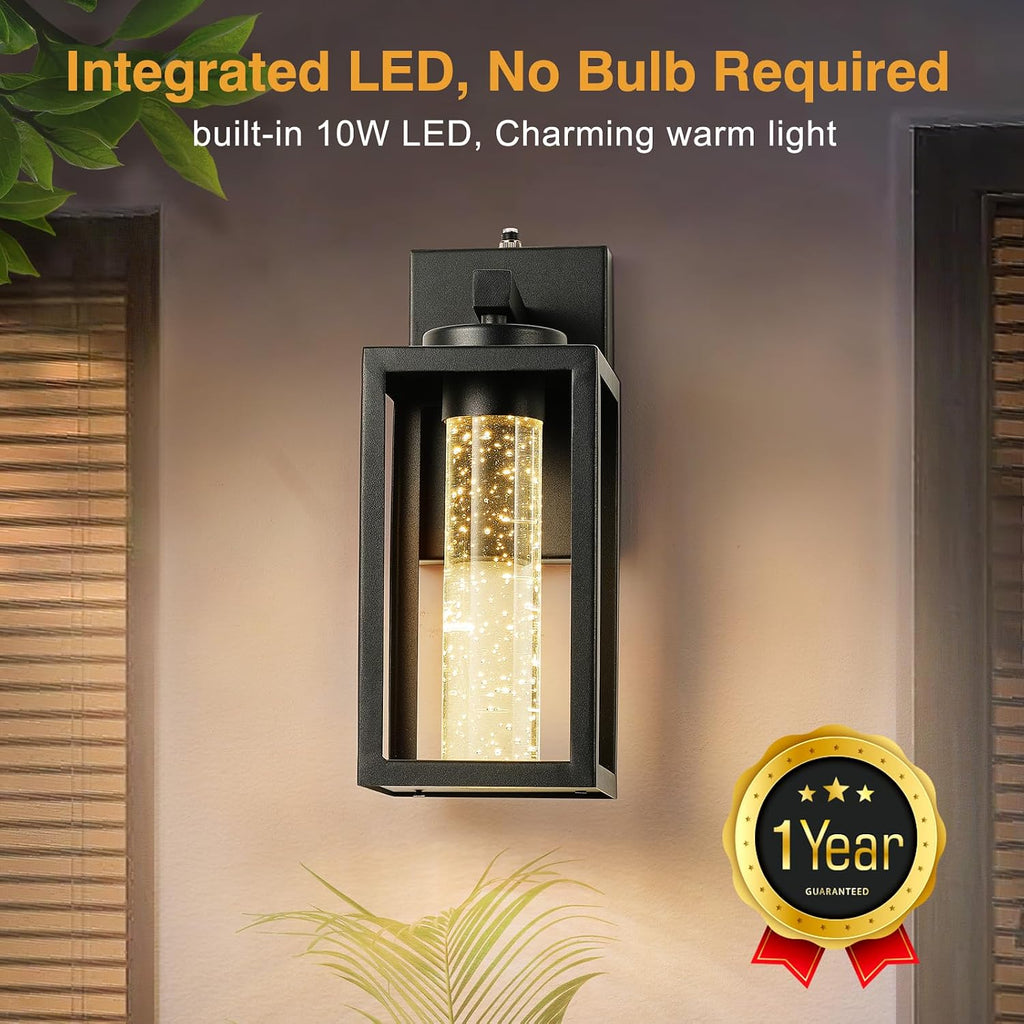 VIANIS Black Outdoor Wall Sconce, Dusk Dawn Exterior Lighting Wall Mount