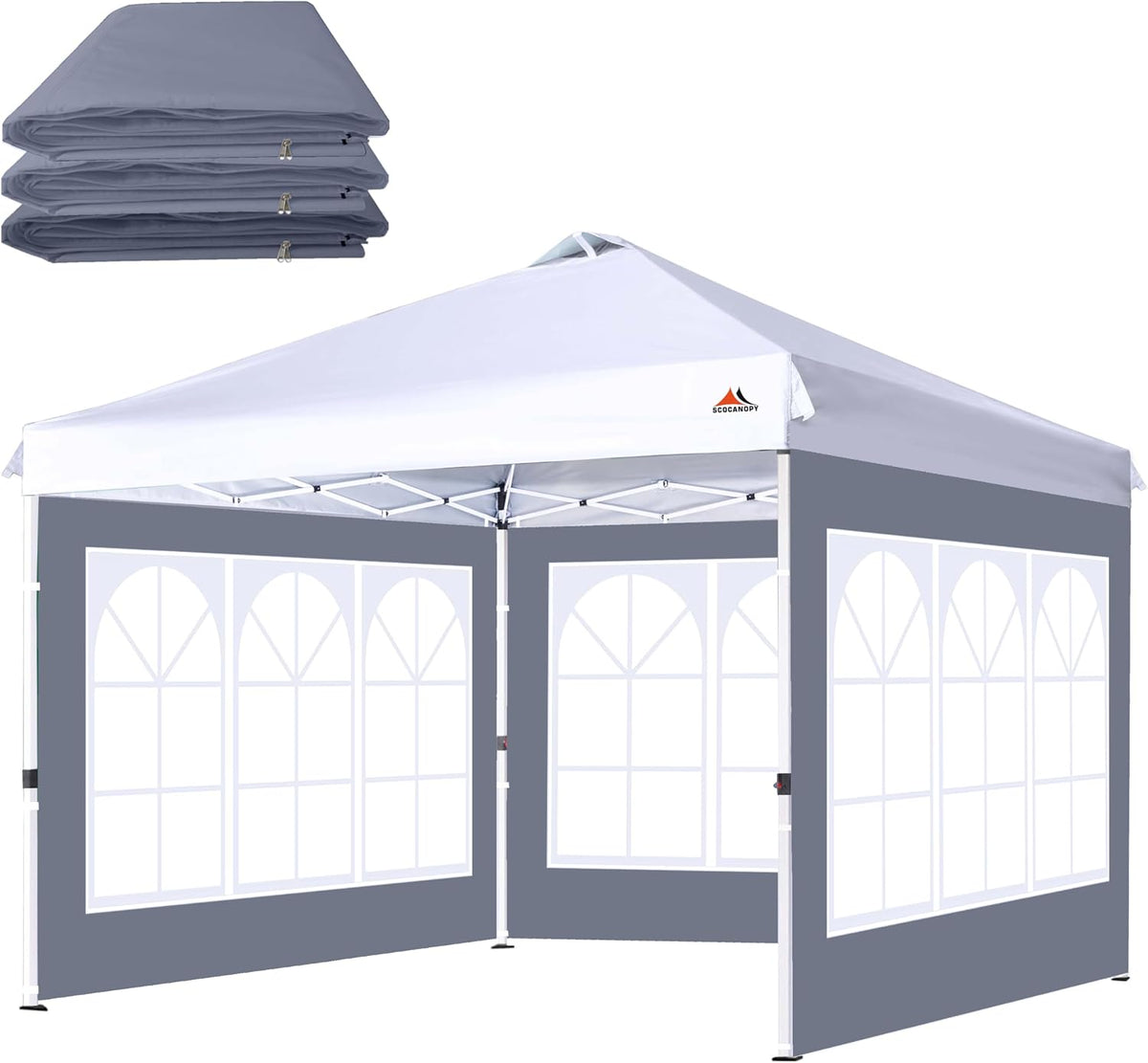SCOCANOPY Church Window Sidewall for 12x12 Canopy Frame, 3 Pack Sunwalls Only,(Dark Gray)