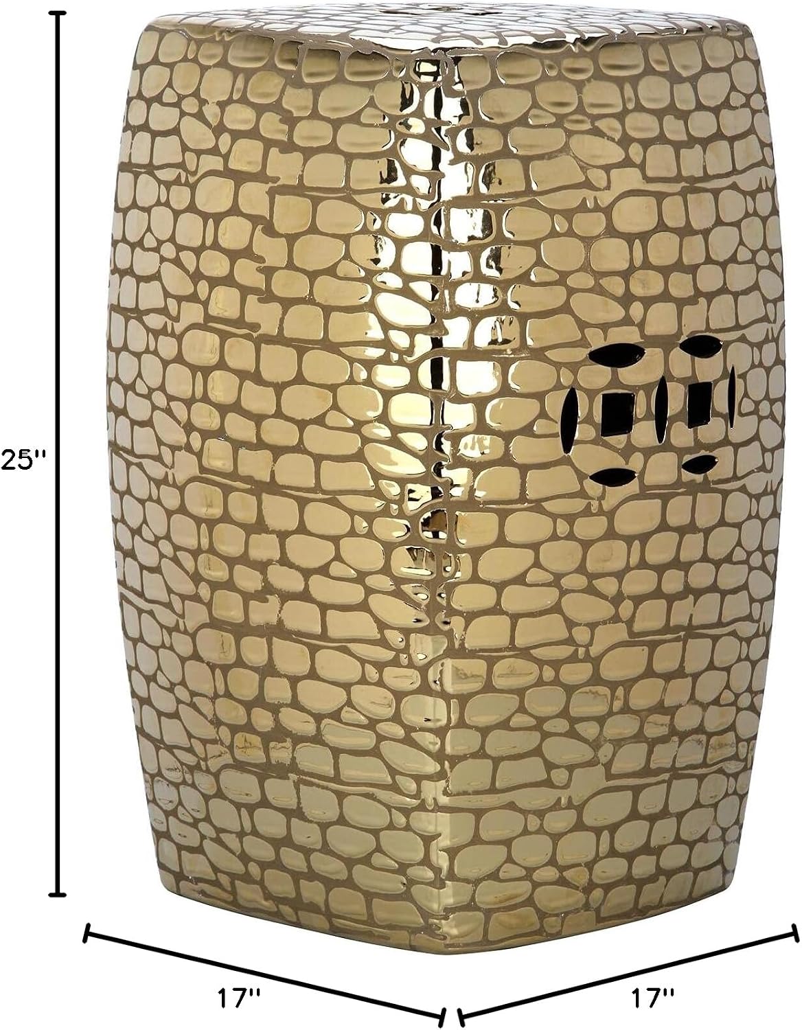 Safavieh Castle Gardens Collection Jasmine Plated Gold Glazed Ceramic Garden Stool