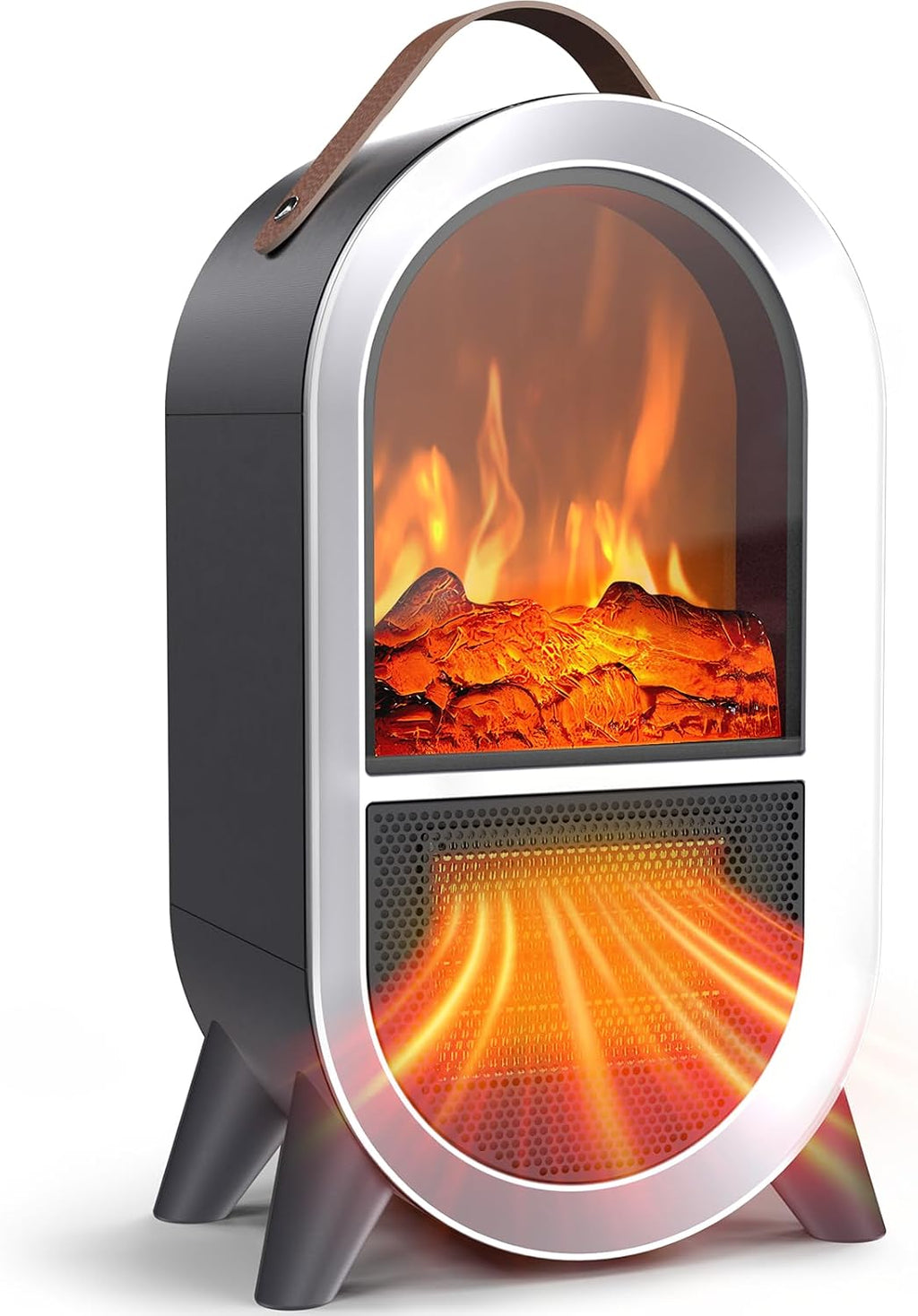 Riseon Portable Electric Fireplace Heater for Home Office, Black