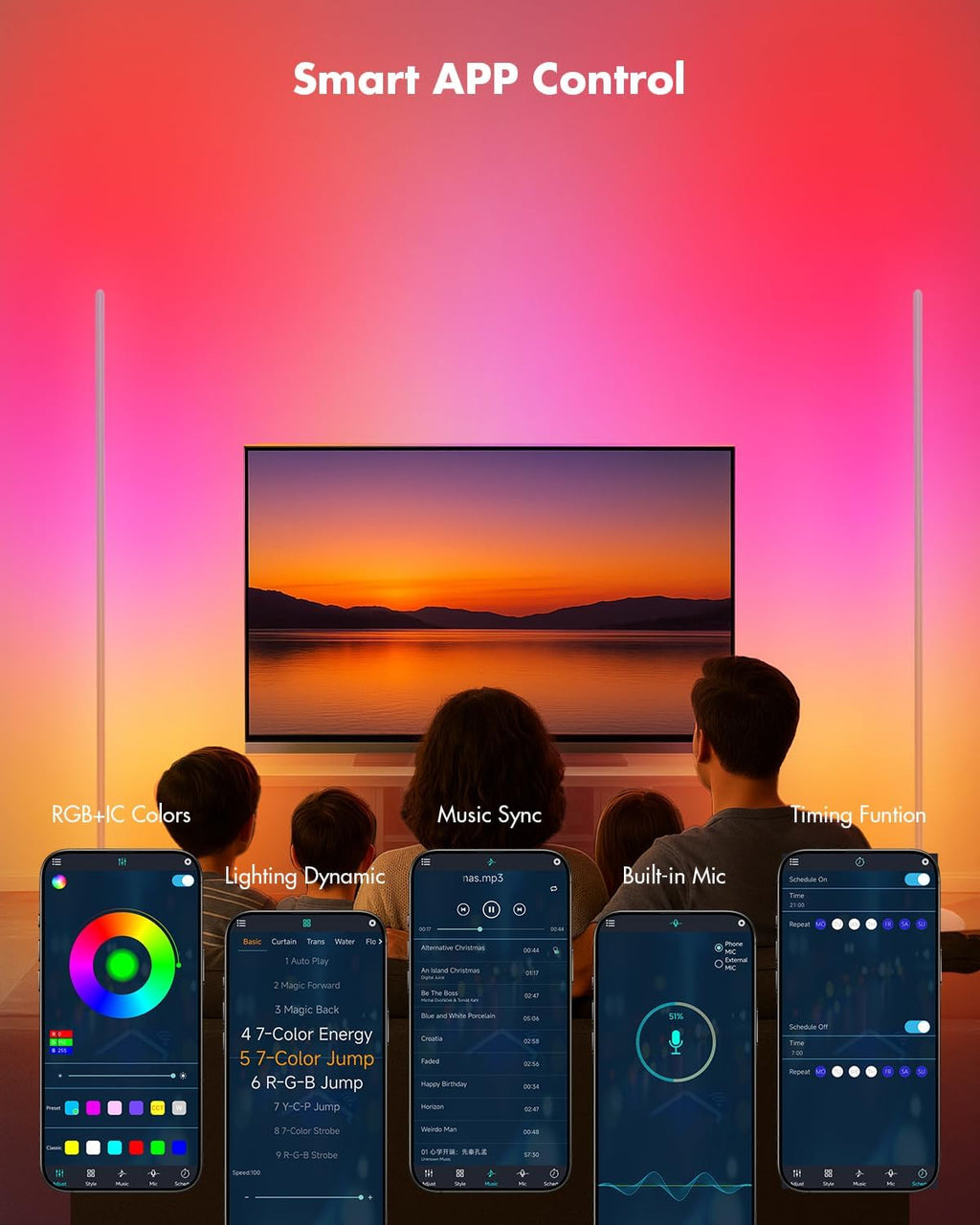 LED Corner Lamp, Smart RGB Floor Lamp for Living Room, Bedroom