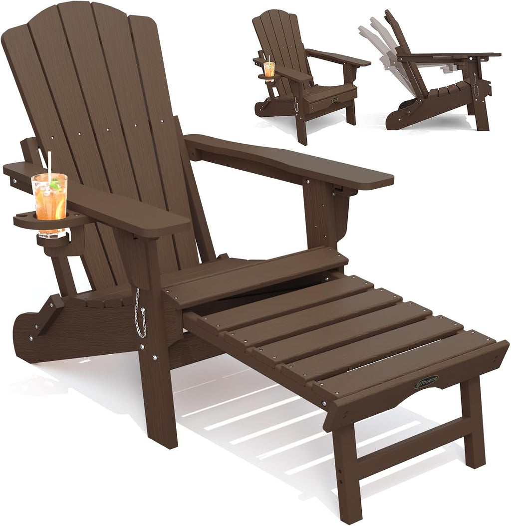 THOEOE Folding Adirondack Chairs, Outdoor Patio Fire Pit Chairs