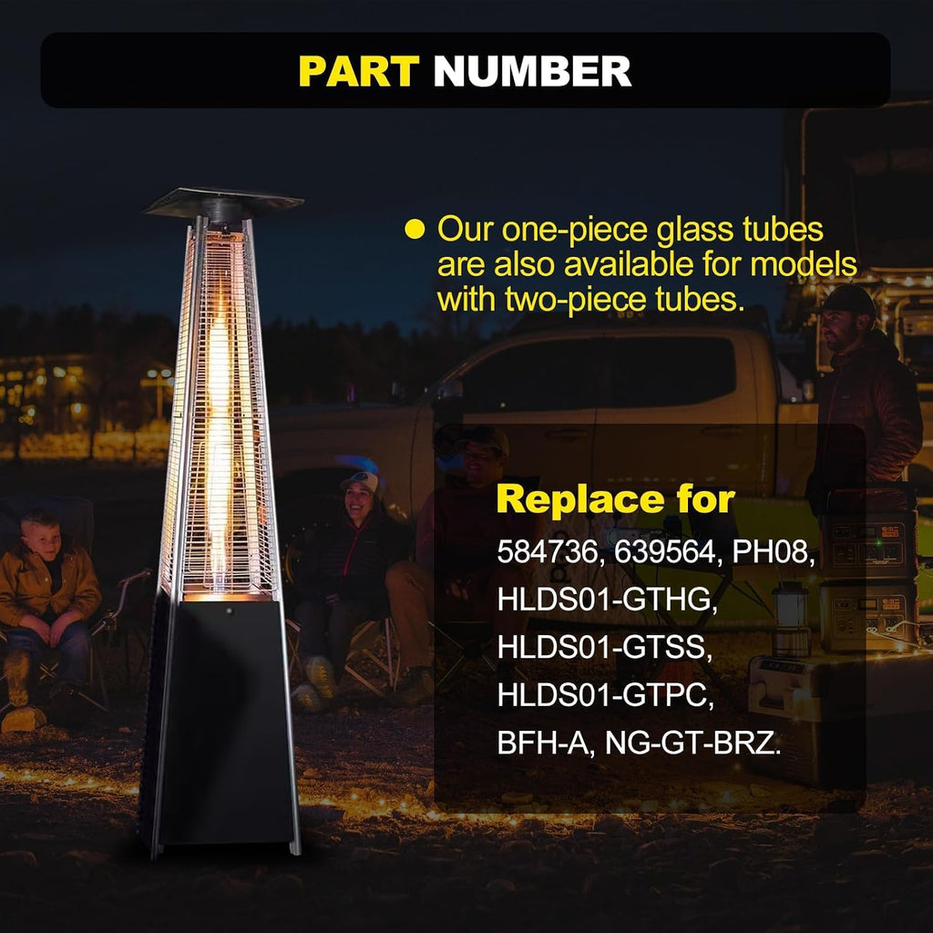 Patio Heater Glass Tube Replacement 49.5″ Tall 4″ Diameter with Rubber Ring
