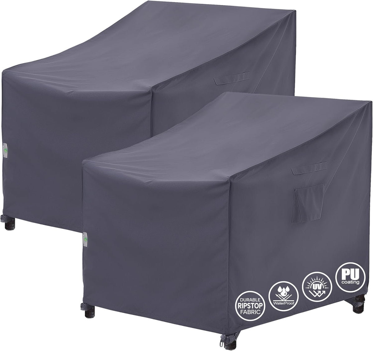 F&J Outdoors Patio Chair Covers, Grey, 33" W x 36" D x 36" H, 2-Pack