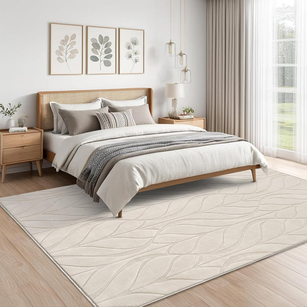 SHACOS 8x10 Soft Rug for Living Room Bedroom Fluffy Large Carpet, Beige