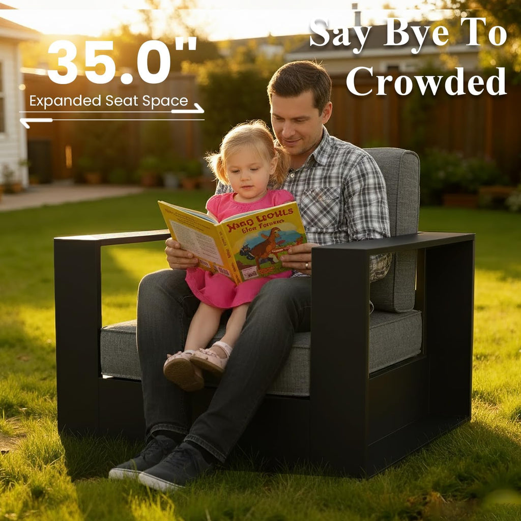 LayinSun 4 Piece Oversized Aluminum Outdoor Furniture Set with Fire Pit
