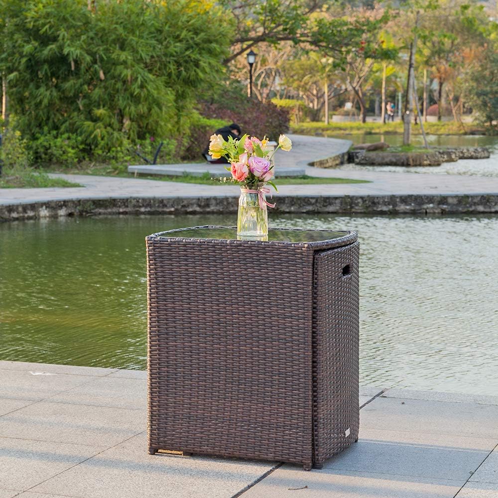 bonnlo 3 pcs wicker outdoor patio bistro set on a desk or shelf
