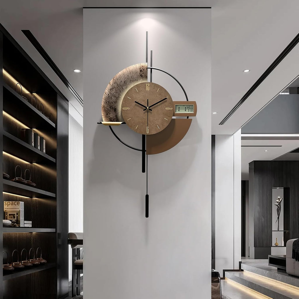 Large Wall Clocks Decorative with Temperature Display℃, Silent Unique Wall Clocks for Farmhouse, Office, Living Room, Kitchen, Home, Bathroom & Bedroom Wall Decor