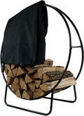 Sunnydaze Outdoor Firewood Rack with Cover, Heavy-Duty Steel, 40” Diameter