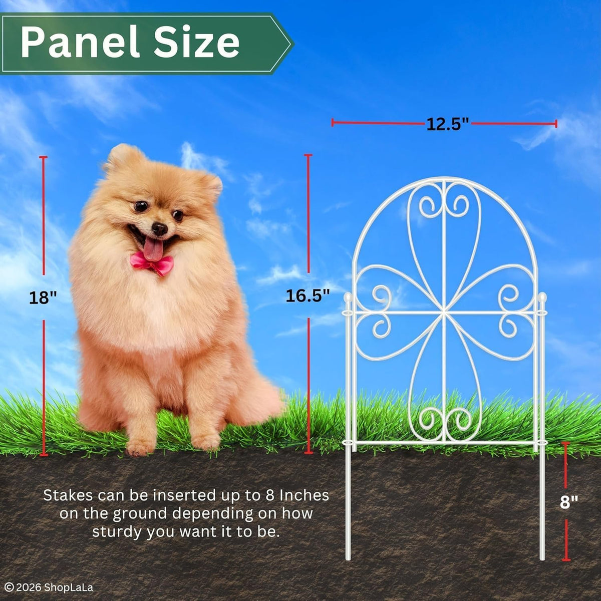 ShopLaLa Garden Fence (10 Panels) 12.5inx16.5in White Metal Wire Fencing