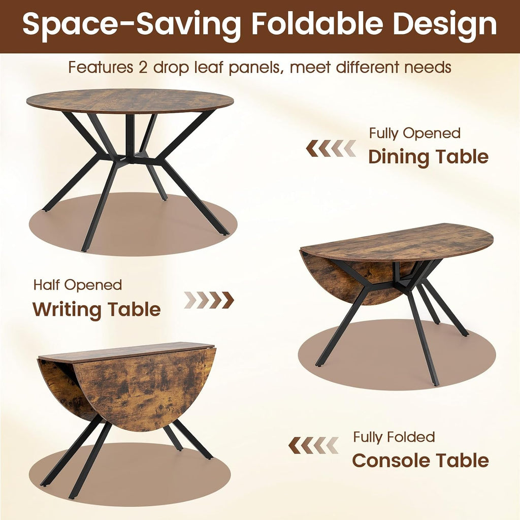 GIANTEX Folding Dining Table for 4, 47" Round Kitchen Table for Small Space
