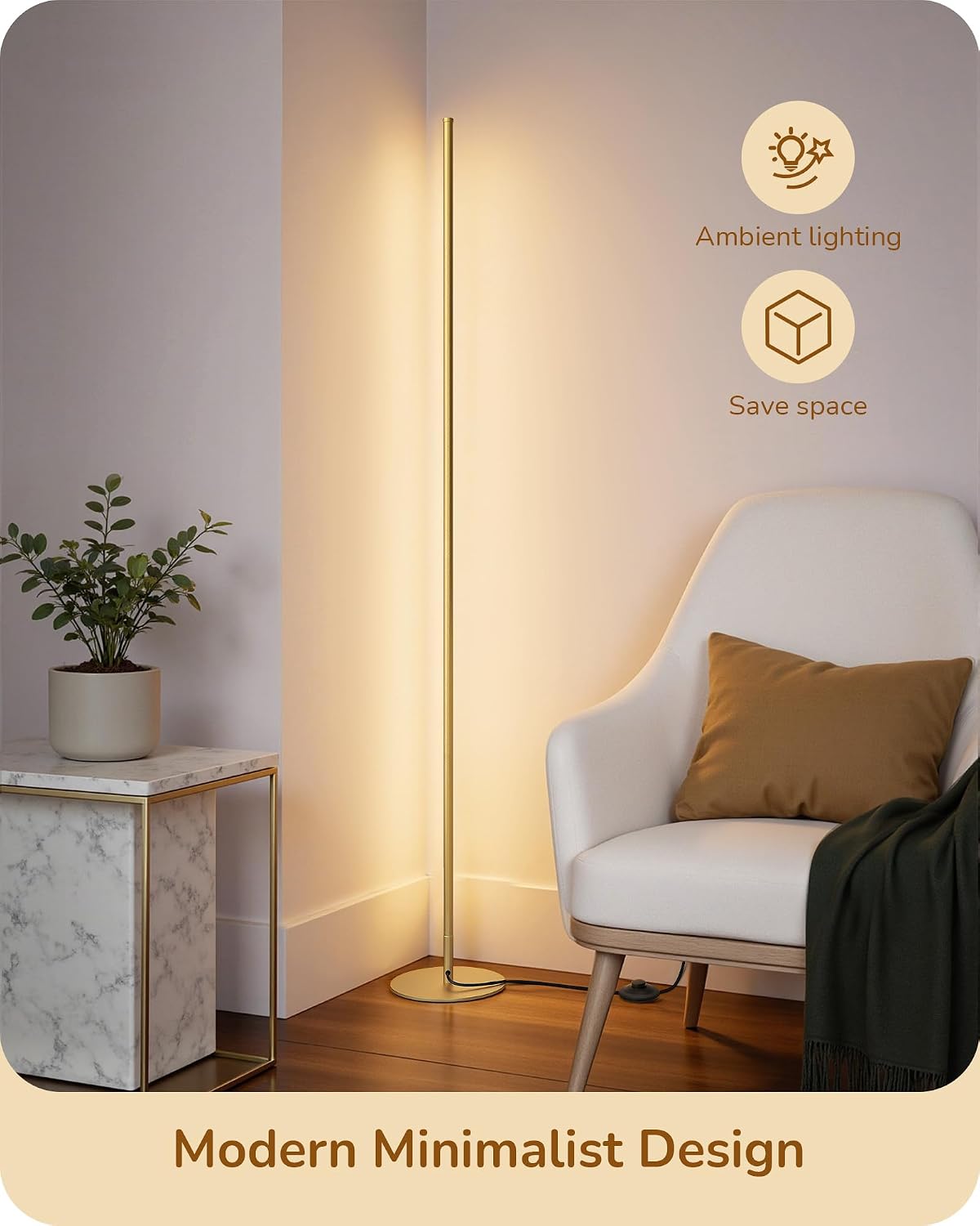 EDISHINE 2 Pack 57.5” Corner Lamp with Remote, 7 CCT Adjustable & Dimmable