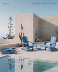 SERWALL Folding Adjustable Adirondack Chair with Cup Holder, Blue
