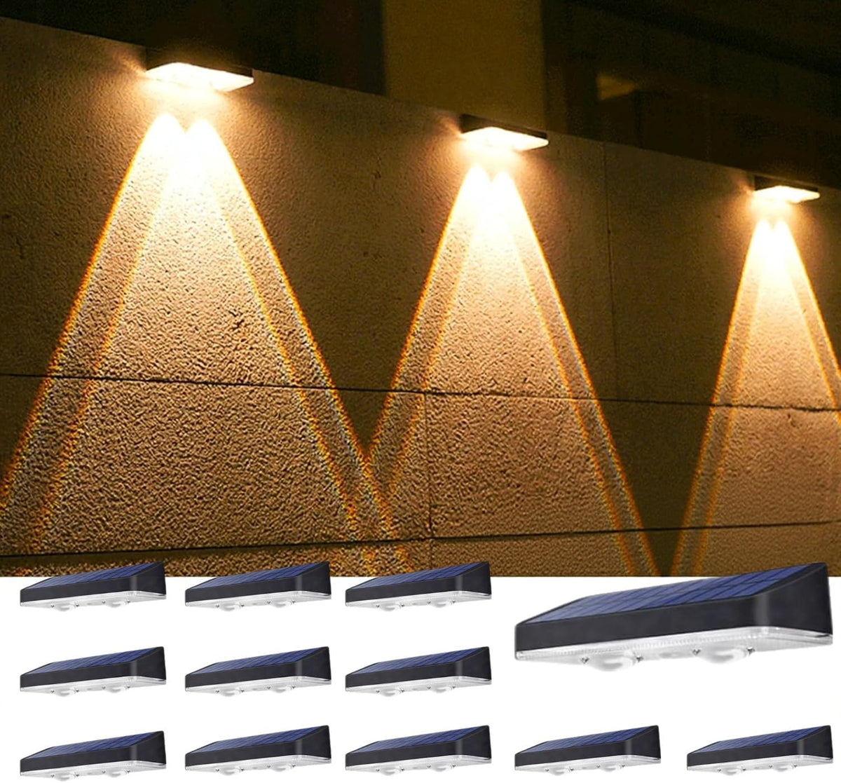 Solar Deck Lights Outdoor 12 Pack for Wall, Step, Porch, Deck, Railing