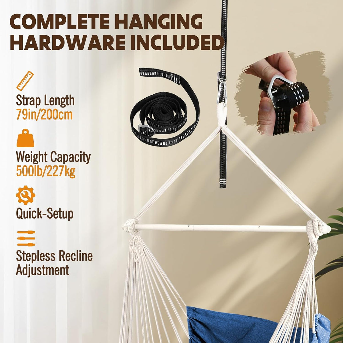 chihee hammock chair foot rest 2 cushions max, side view