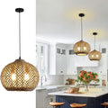 Boho Rattan Pendant Light Fixture 13.79" 2-Light Wicker Lights