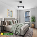 Benkut 1 Ring LED Chandelier Modern Black Pendant Light for Dining Room