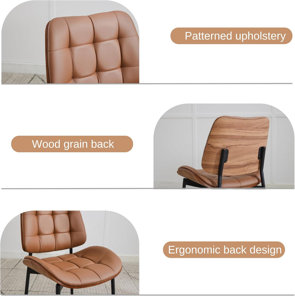 Mid Century Modern Dining Chairs Set of 2, Brown