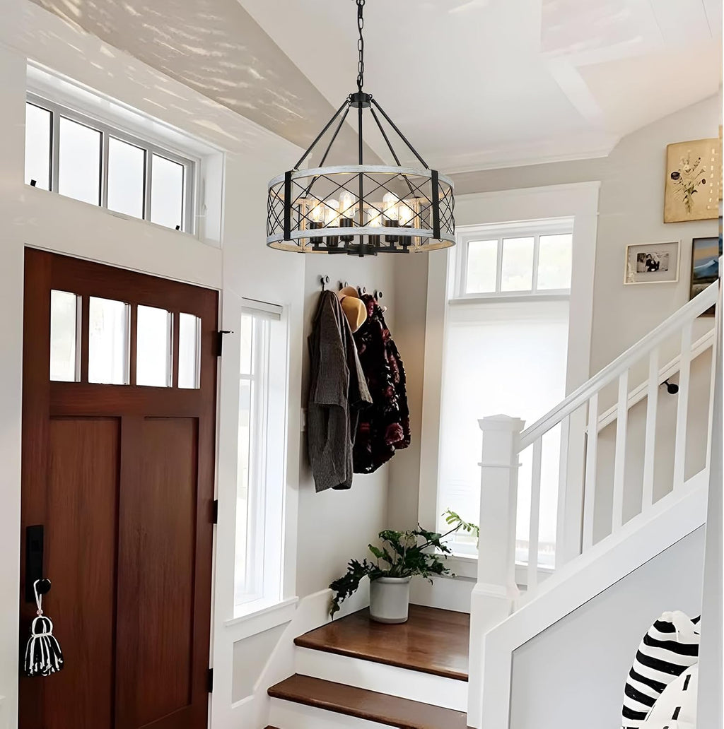 6-light 22.5'' farmhouse chandelier for dining room light, side view