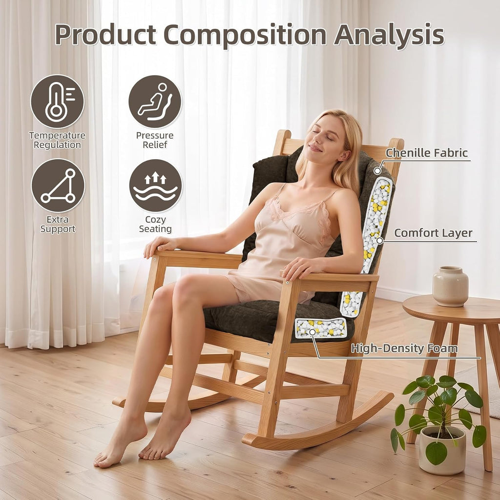Detiblue Wingback Rocking Chair Cushion Set