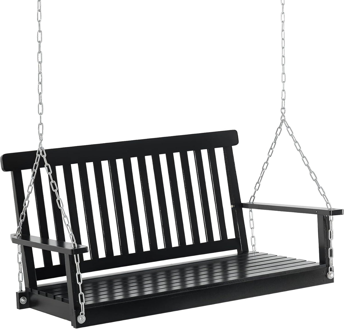 Outsunny 2-Seater Hanging Porch Swing Chains 440lbs Weight Capacity Black