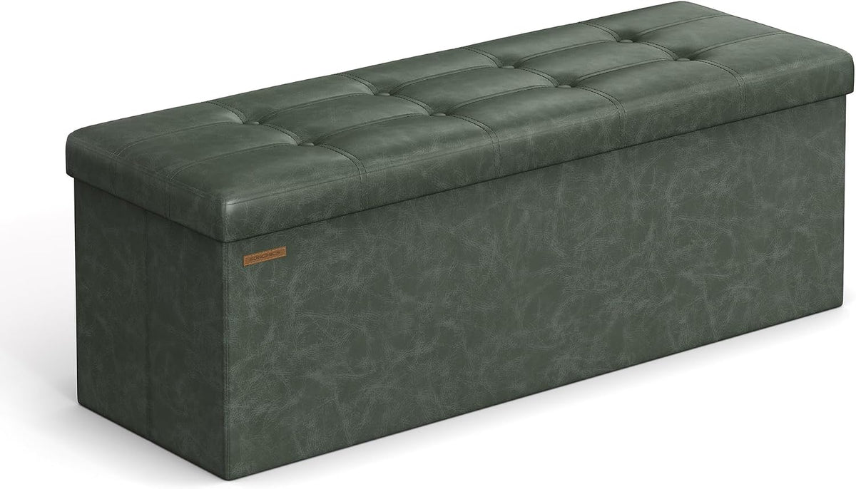 SONGMICS Storage Ottoman Bench, 43.3 Inches Folding Foot Rest Stool