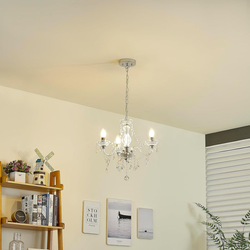 Luvkczc Chandeliers for Dining Room, 3-Light Acrylic Ceiling Light Adjustable Chain&E12 Base Pendant Light for Bedroom, Dining Room, Living Room
