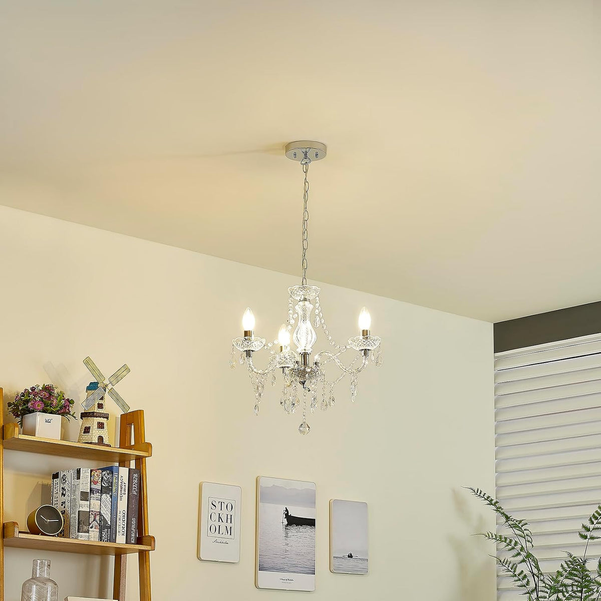 Luvkczc Chandeliers for Dining Room, 3-Light Acrylic Ceiling Light Adjustable Chain&E12 Base Pendant Light for Bedroom, Dining Room, Living Room