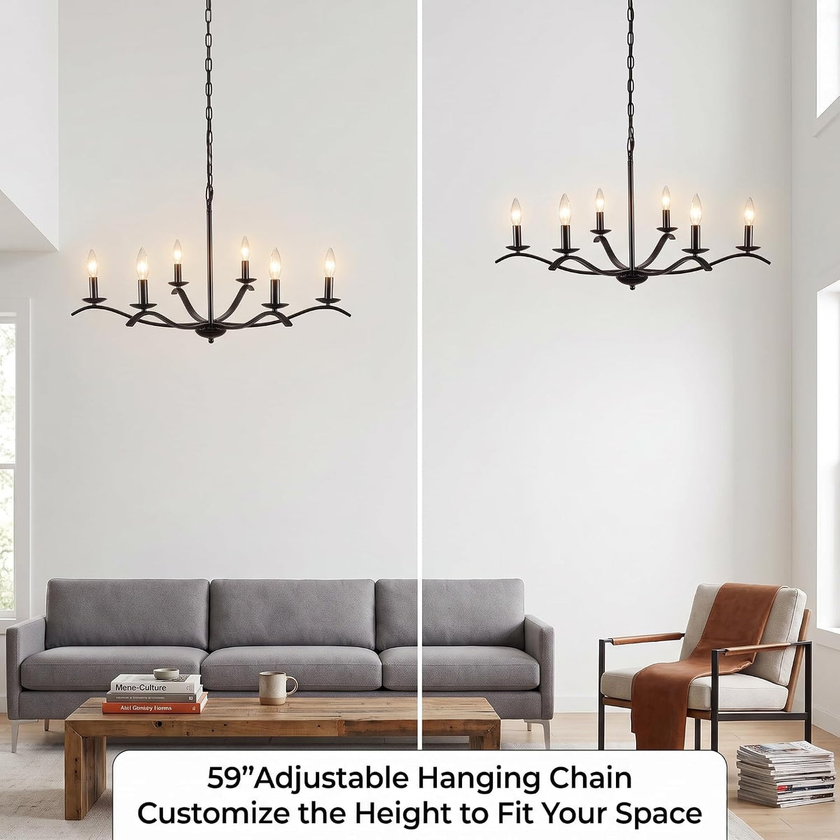 30" black chandeliers for dining room 6-light farmhouse on a desk or shelf