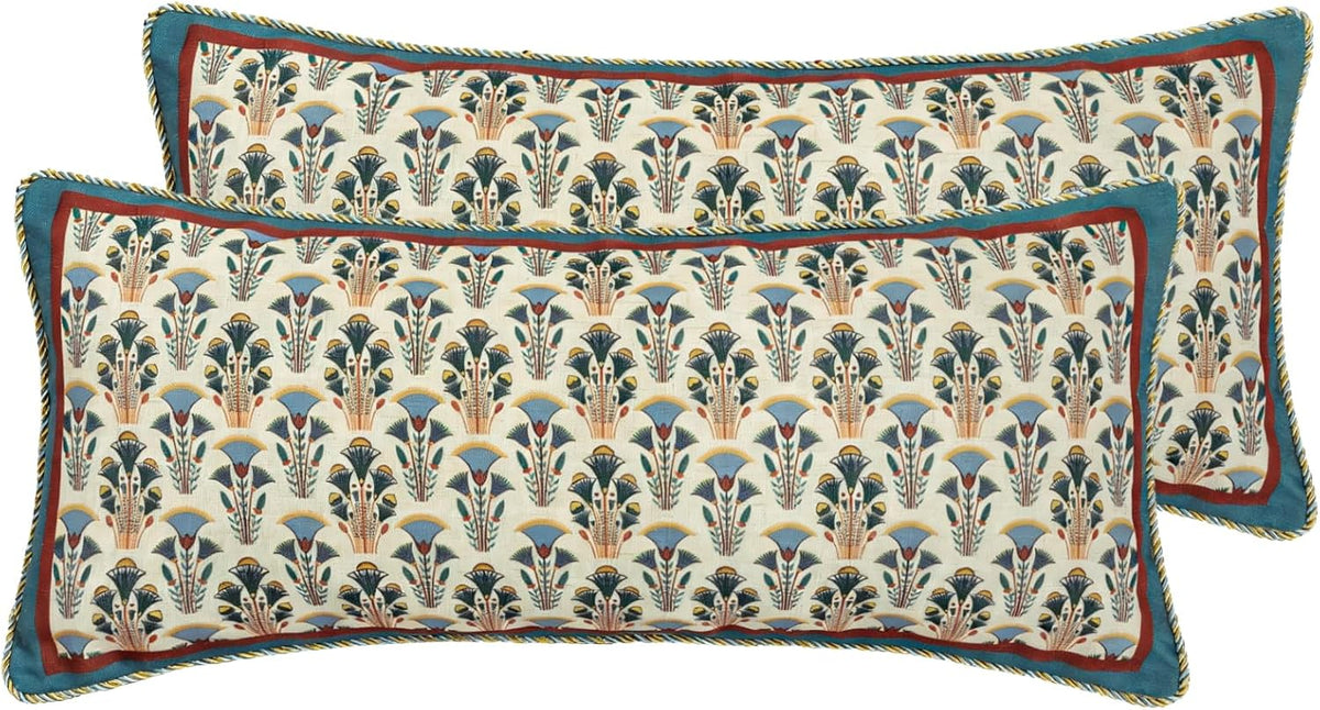 patdrea French Vintage Linen Throw Pillow Cover,12"x28",Set of 2-Wensel D