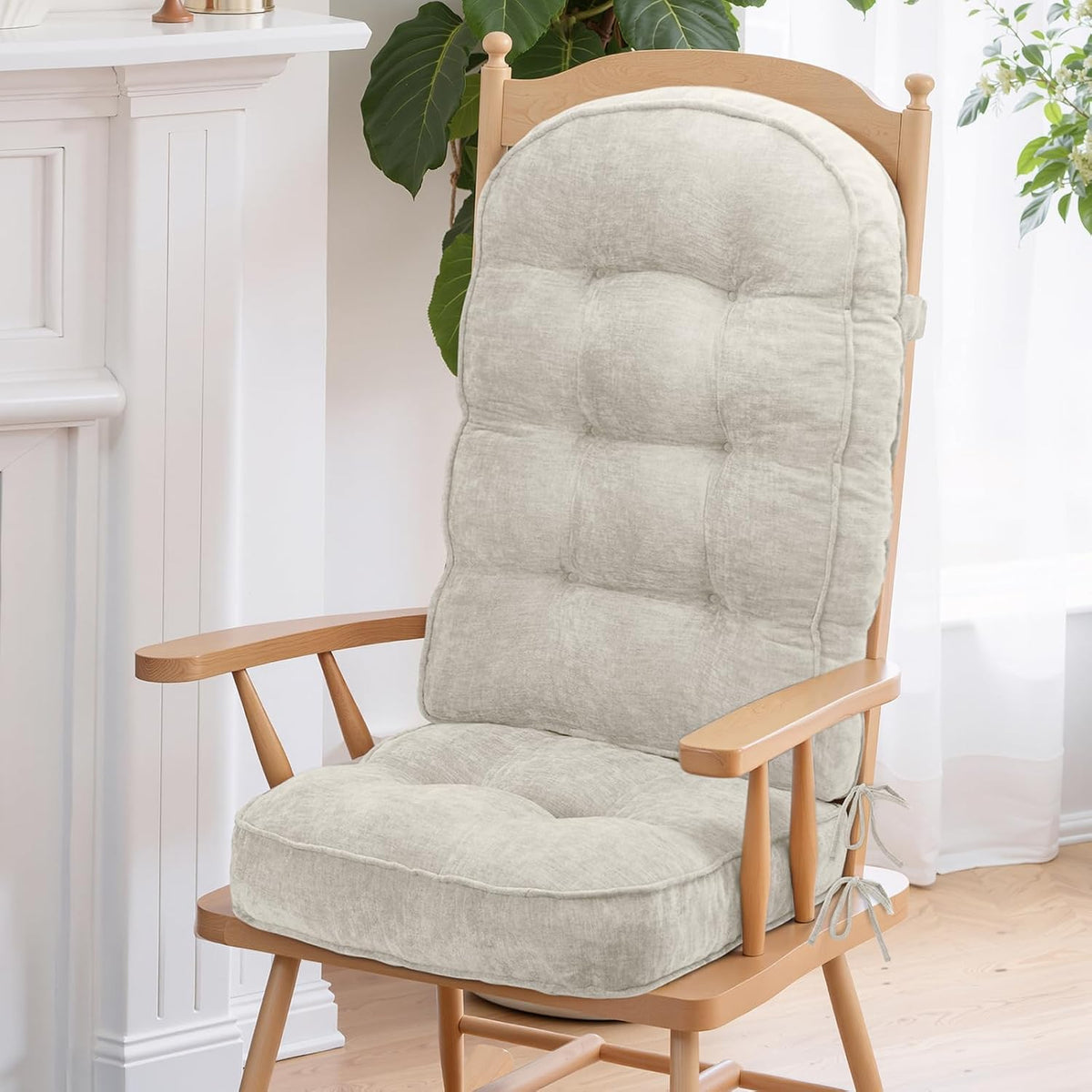 Detiblue Rocking Chair Cushion Set, Separate Seat & Back(38x17,White)
