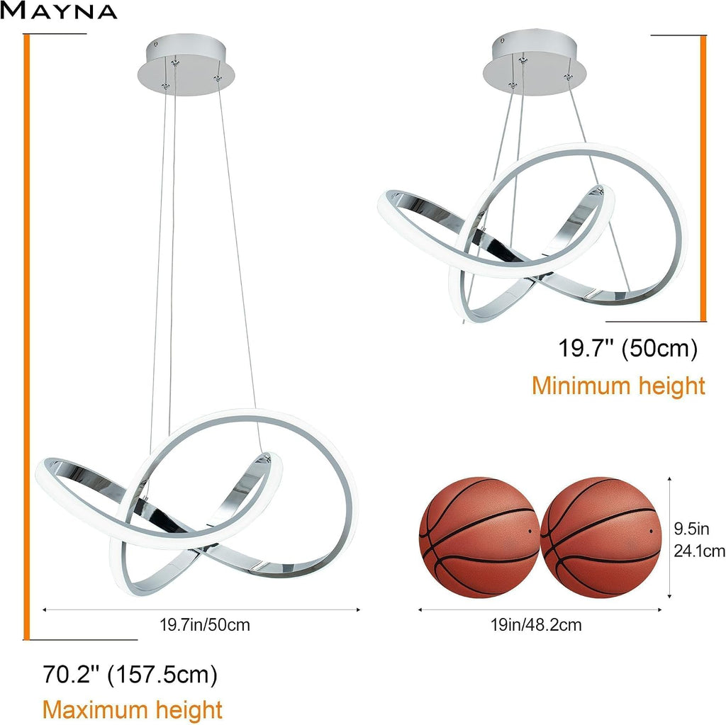 MAYNA Modern LED Chandelier,3000K-6000K Dimmable with Remote Control