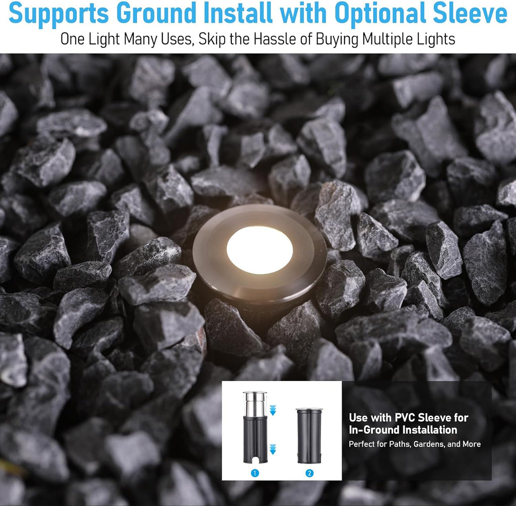 leonlite 12-pack 3000k recessed low voltage deck light, package contents