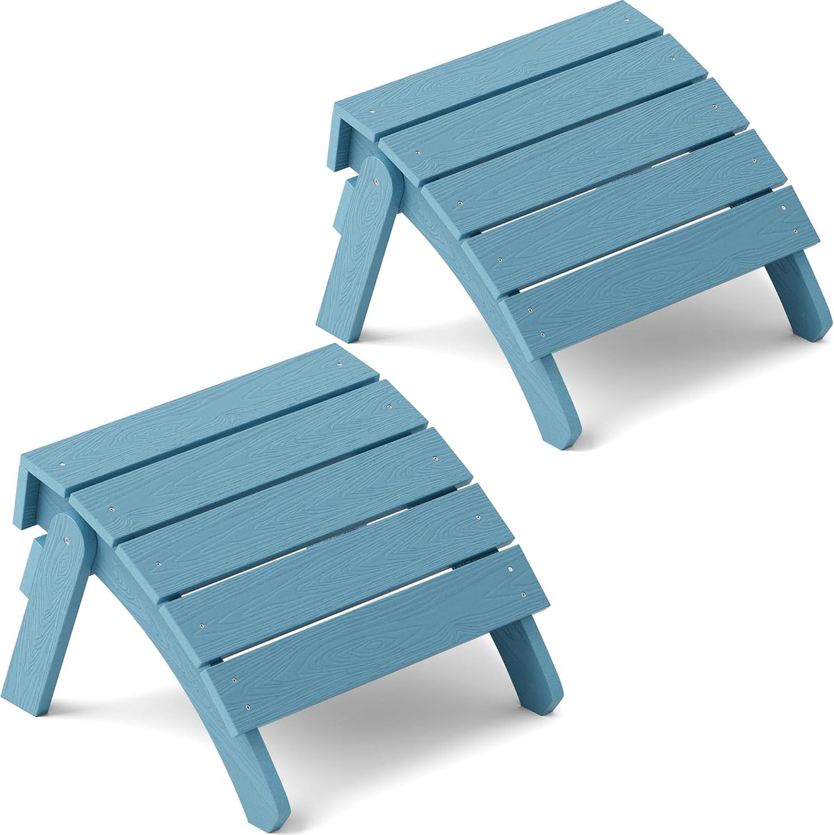 YEFU Folding Adirondack Ottoman Outdoor Set of 2, Blue
