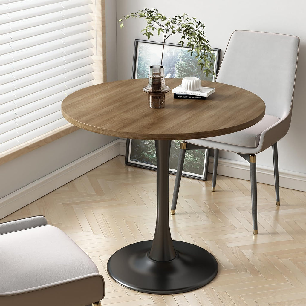 Round Dining Table 31.5" Circle Tulip Table for 4 People,Walnut