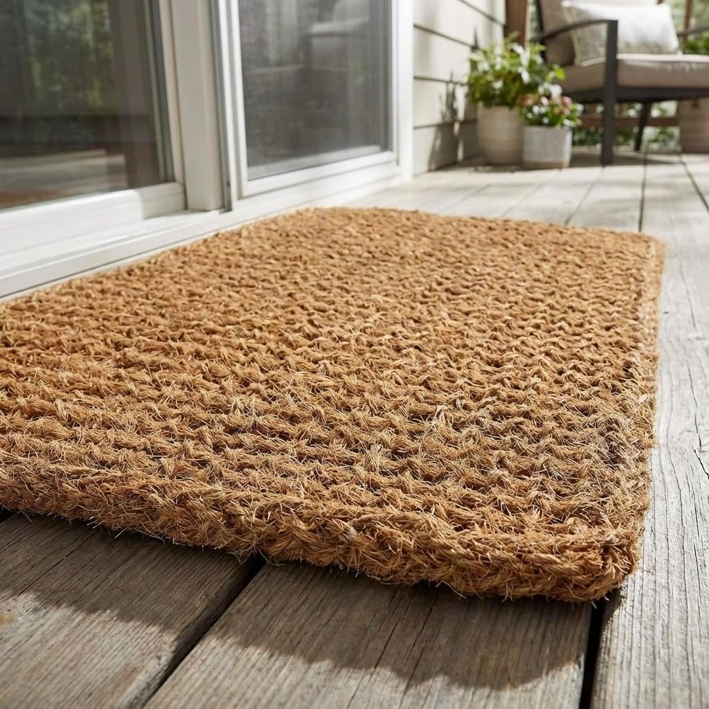 Kempf Dragon Weave Coco Coir Doormat, 22" x 36", Hand-Twisted Interwoven Fibers, Breathable Woven Backed Scraper Mat for Indoor Outdoor Entryways