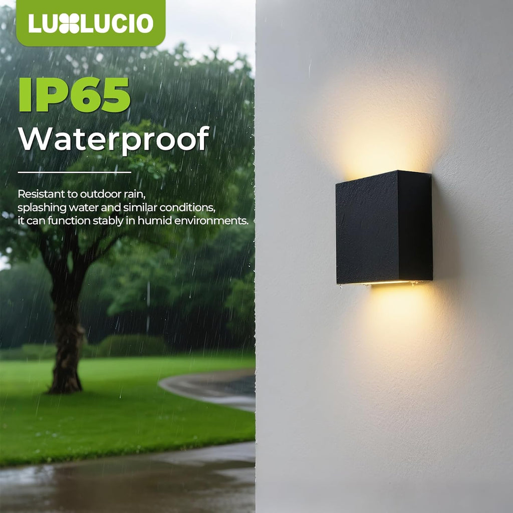 2 Pack Indoor Outdoor Black Up and Down LED Wall Light, Modern Bedroom/Porch Wall Lamp, IP65 Waterproof, 5%-100% Dimmable 18W 1620lm, 5CCT (2700K-5000K), CRI 90+, 120V-277V