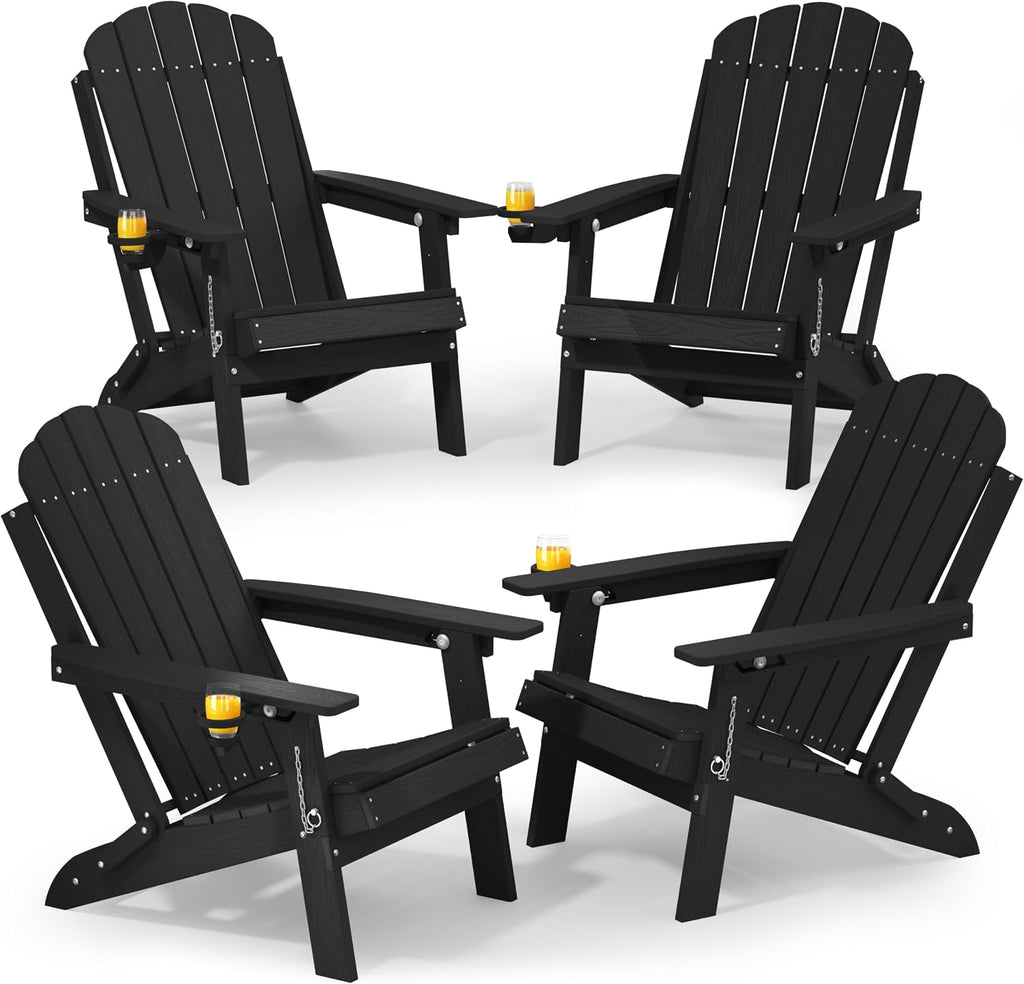YEFU Adirondack Chairs Set of 4 for Patio: Folding Plastic Fire Pit Chair